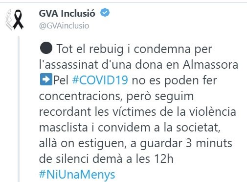 ep la generalitat condena el asesinato machista de almassora y llama a guardar tres minutos de