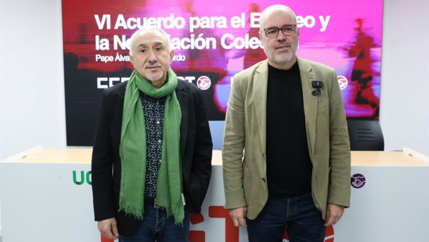 ep los secretarios generales de ccoo y ugt unai sordo y pepe alvarez durante una rueda de prensa en