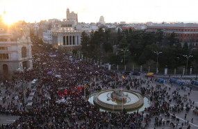 ep manifestacion del 8m dia internacional de la mujer a su paso por la plaza de cibeles en madrid a