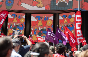 ep manifestantes durante la manifestacion por el dia del trabajador a 1 de mayo de 2026 en madrid