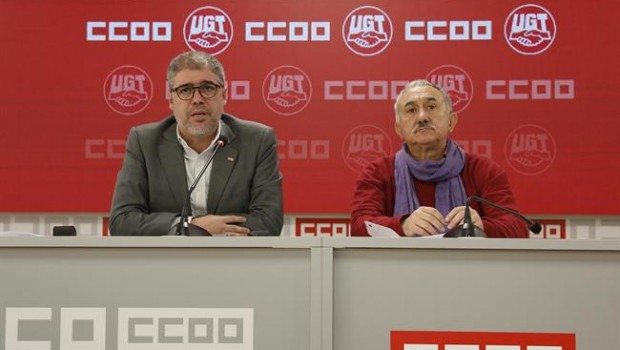 ep reunionlos secretarios generalesccoo y ugt unai sordopepe alvarez