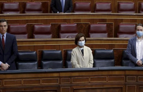 ep el presidente del gobierno pedro sanchez y los vicepresidentes primera carmen calvo y segundo