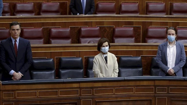 ep el presidente del gobierno pedro sanchez y los vicepresidentes primera carmen calvo y segundo