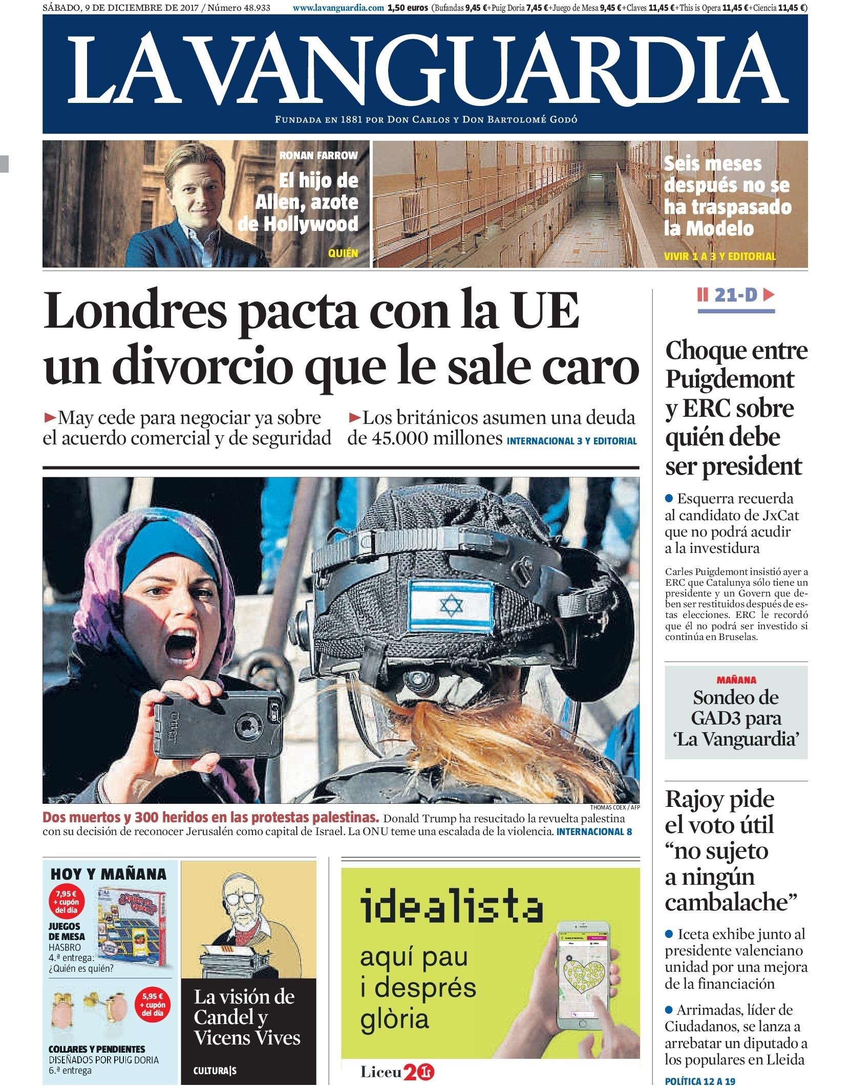 Portada de La Vanguardia del 9 de diciembre | LA VANGUARDIA ep portadala vanguardia9diciembre