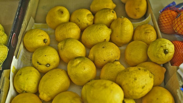 ep caja de limones en un mercado de madrid