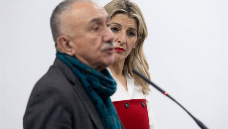 El secretario general de UGT, Pepe Álvarez y la vicepresidenta segunda del Gobierno y ministra de Trabajo y Economía Social, Yolanda Díaz. | Eduardo Parra - Europa Press ep el secretario general de ugt pepe alvarez y la vicepresidenta segunda del gobierno y ministra de 20240126114203