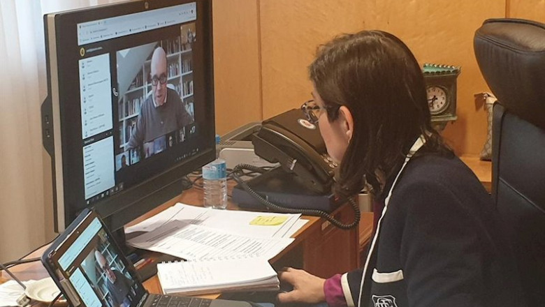 La ministra de Industria, Comercio y Turismo, Reyes Maroto, mantiene una reunión telemática con las principales asociaciones del sector industrial y los sindicatos mayoritarios. | MINISTERIO DE INDUSTRIA, COMERCIO Y TURISMO ep la ministra de industria comercio y turismo reyes maroto mantiene una reunion telematica con las