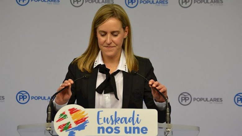 ep la secretaria general del pp vasco amaya fernandez en una rueda de prensa en bilbao