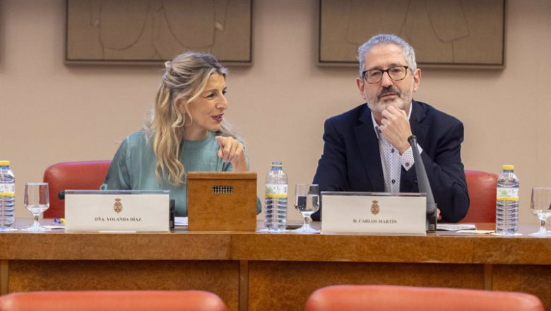 La vicepresidenta del Gobierno y ministra de Trabajo, Yolanda Díaz, y el portavoz económico de Sumar, Carlos Martín | Alberto Ortega - Europa Press ep la vicepresidenta del gobierno y ministra de trabajo yolanda diaz y el portavoz economico de