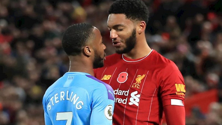 Raheem Sterling y Joe Gomez durante su tenso momento en el Liverpool-Manchester City de la Premier 2019-2020 | Peter Byrne/PA Wire/dpa ep raheem sterling y joe gomez durante su tenso momento en el liverpool-manchester city de la