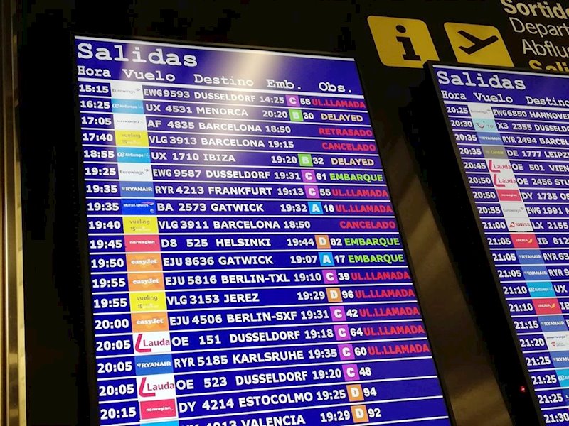 ep vuelos cancelados y retrasados en el aeropuerto de palma con destino a barcelona