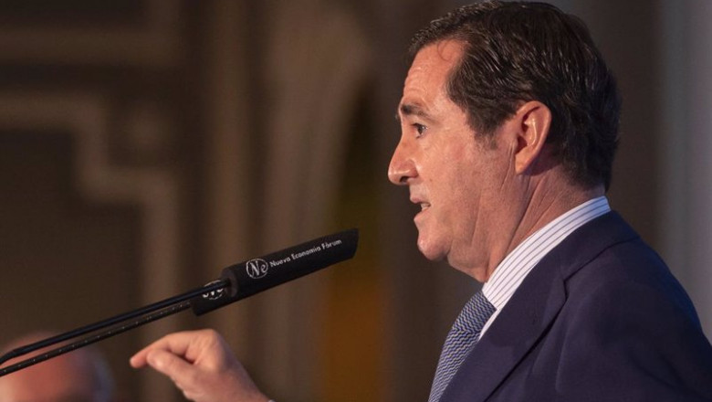 El presidente de la CEOE, Antonio Garamendi, interviene en un desayuno de Nueva Economía Forum, en el Hotel Mandarín Oriental, a 27 de octubre de 2021, en Madrid, (España). | Alberto Ortega - Europa Press ep el presidente de la ceoe antonio garamendi interviene en un desayuno de nueva economia forum en