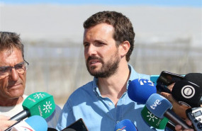 ep el presidente nacional del pp pablo casado atiende a los medios despues de la visita a las zonas