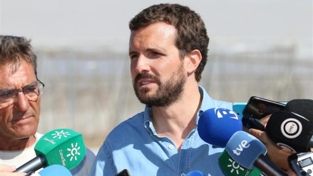 ep el presidente nacional del pp pablo casado atiende a los medios despues de la visita a las zonas