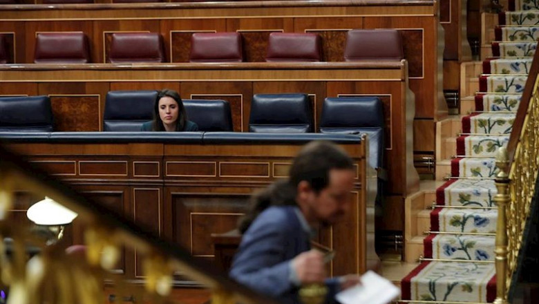 El vicepresidente segundo del Gobierno, Pablo Iglesias, y la ministra de Igualdad, Irene Montero, en el Congreso. | Pool - Archivo ep el vicepresidente segundo del gobierno pablo iglesias y la ministra de igualdad irene montero en