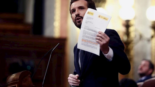 ep el lider del pp pablo casado en el pleno del congreso en madrid espana a 22 de abril de 2020