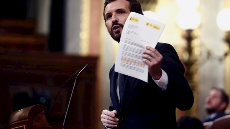 ep el lider del pp pablo casado en el pleno del congreso en madrid espana a 22 de abril de 2020