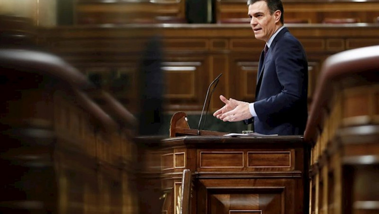 El presidente del Gobierno, Pedro Sánchez, durante el pleno extraordinario celebrado este miércoles para explicar la declaración del estado de alarma y las medidas para paliar las consecuencias de la pandemia provocada por el coronavirus | Pool ep el presidente del gobierno pedro sanchez durante el pleno extraordinario celebrado este miercoles