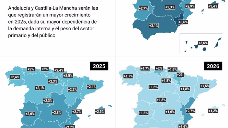 ep mapas con prevision de crecimiento del pib para 2024 2025 y 2026 por comunidades autonomas ep mapas con prevision de crecimiento del pib para 2024 2025 y 2026 por comunidades autonomas
