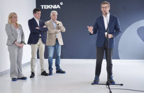 ep el presidente del pp alberto nunez feijoo durante su visita a la empresa teknia en abanto bizkaia