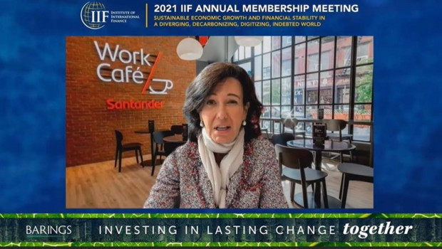 ep la presidenta de banco santander ana botin durante la 2021 iif annual membership meeting