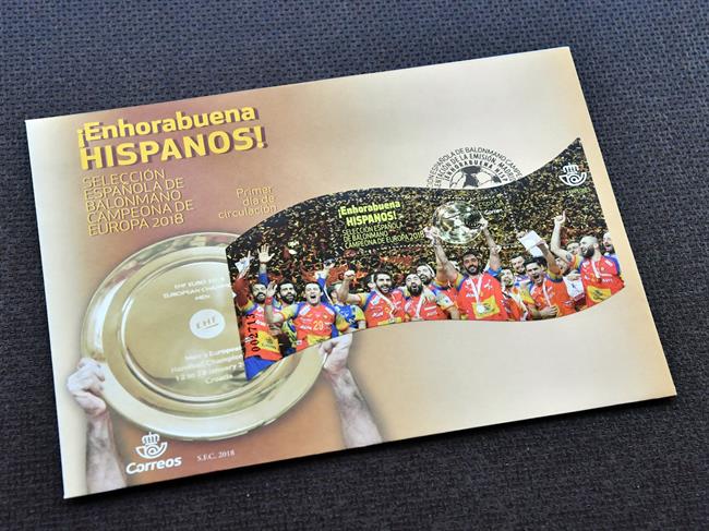 Sello conmemorativo del triunfo de la selección españoal de balonmano en el Euro | RFEBM ep sello conmemorativotriunfola seleccion espanoalbalonmanoeuro