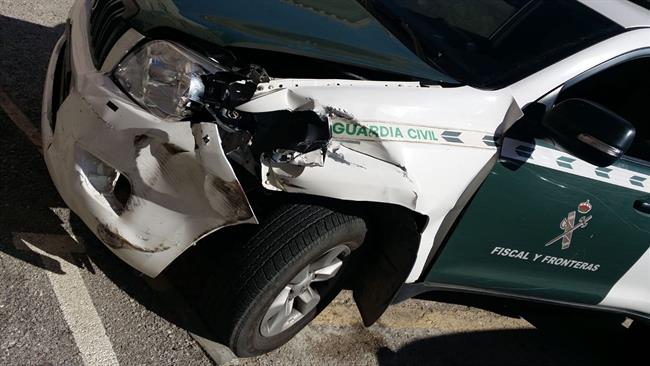 Vehículo de Guardia Civil dañado tras ser embestido por narcotraficantes | EUROPA PRESS ep vehiculoguardia civil danadoser embestidonarcotraficantes