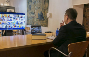 ep el presidente de c-lm emiliano garcia-page en videoconferencia con presidentes autonomicos y el