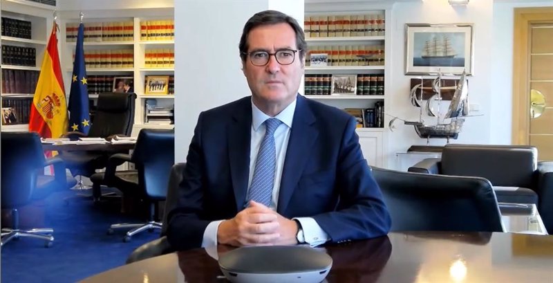 El presidente de la CEOE, Antonio Garamendi, durante su intervención | CEP ep el presidente de la ceoe antonio garamendi durante su intervencion