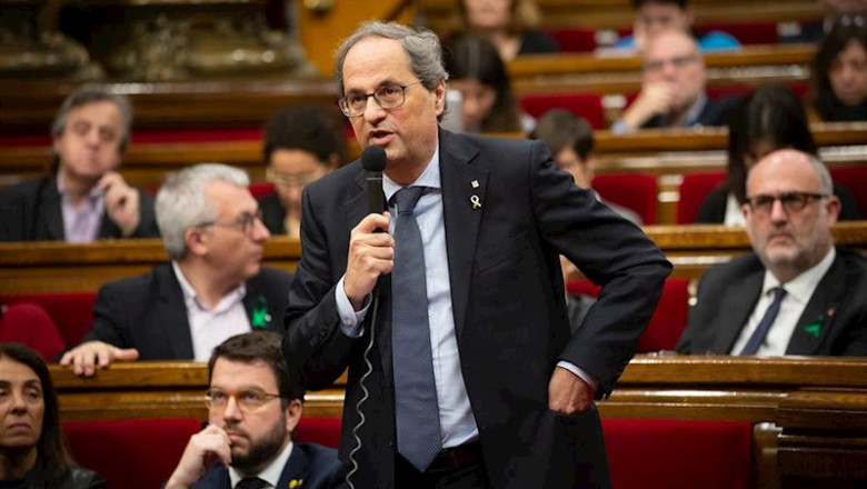 El presidente de la Generalitat, Quim Torra, interviene en el Pleno del Parlament este miércoles. | David Zorrakino - Europa Press ep el presidente de la generalitat quim torra interviene en el pleno del parlament este miercoles