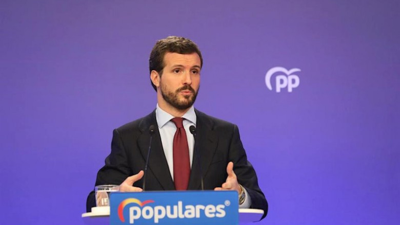 ep el presidente del partido popular pablo casado en rueda de prens tras la reunion del comite de