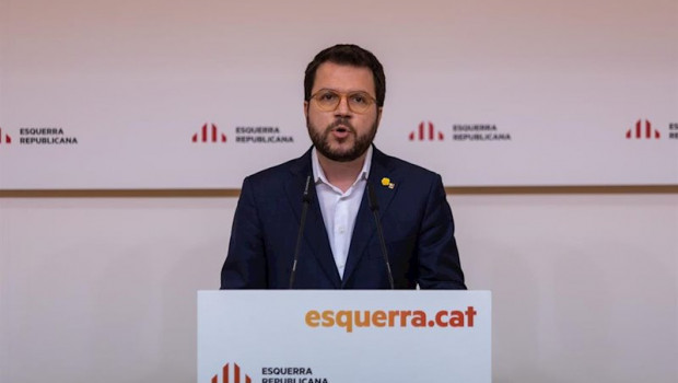 ep el vicepresidente de la generalitat y coordinador de erc pere aragons ofrece una rueda de prensa