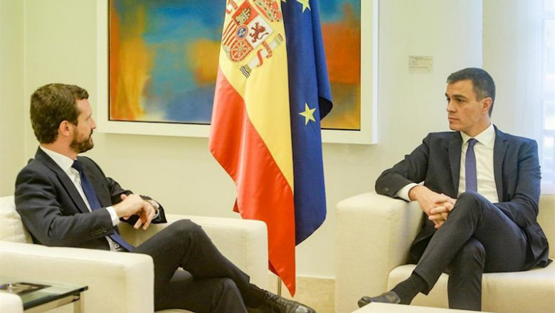 ep i-d el presidente del pp pablo casado y el presidente del gobierno en funciones pedro sanchez