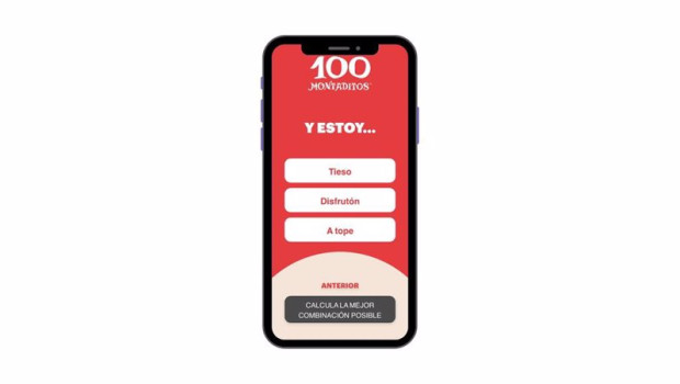 ep pantalla movil con el recomendador virtual de 100 montaditos