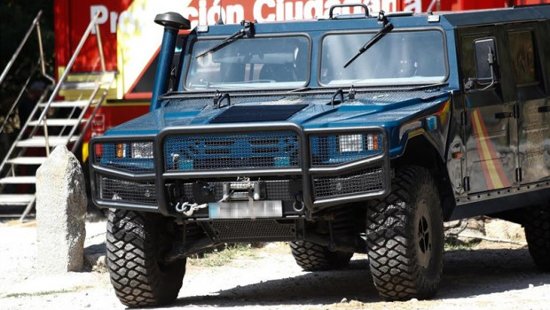 ep un jeep de la policia nacional en las inmediaciones del hotel cirilo de cercedilla que actua de