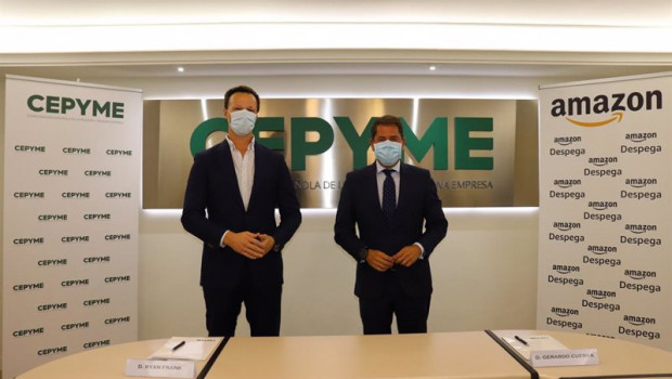 ep el presidente de cepyme gerardo cuerva y el responsable de amazon marketplace en espana ryan