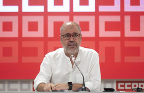 ep el secretario general de de ccoo unai sordo comparece en una rueda de prensa de un encuentro