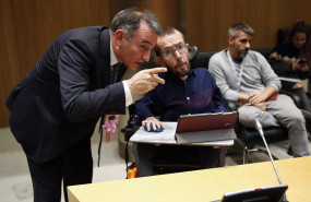 ep el portavoz de iu en el congreso enrique santiago junto con el portavoz de unidas podemos pablo