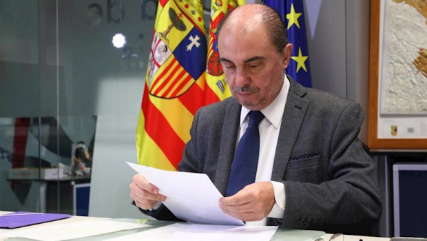 ep el presidente de aragon javier lamban en la octava videoconferencia de dirigentes autonomicos