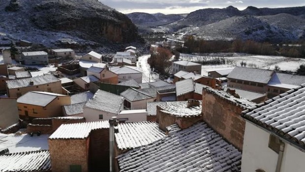 La nieve ha llegado este viernes a los municipios aragoneses, como Tierga | AYTO. TIERGA ep la nievellegadovierneslos municipios aragoneses como tierga