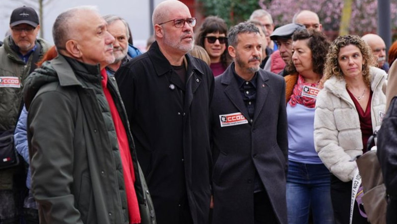 ep los secretarios generales de ugt i pepe alvarez y ccoo d unai sordo durante la ofrenda floral con