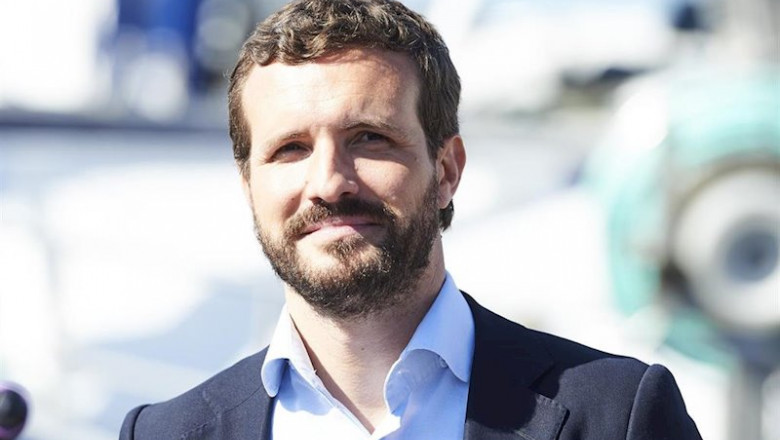 ep el presidente del partido popular pablo casado en el puerto de santona cantabria a 10 de octubre