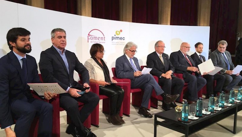 ep els presidents de foment del treball josep sanchez llibre i de pimec josep gonzalez al centre