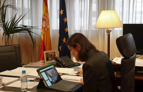 ep la ministra de industria comercio y turismo reyes maroto en una reunion telematica durante la