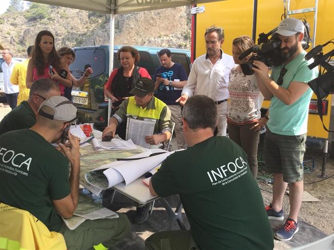 Puesto de Mando Avanzado del incendio de Segura de la Sierra. | EUROPA PRESS/DIPUTACIÓN DE JAÉN ep puestomando avanzadoincendiosegurala sierra