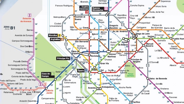 mapa metro madrid minutos