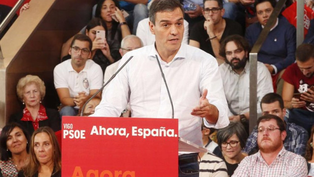ep el presidente del gobierno en funciones pedro sanchez en un mitin del psoe en vigo a 5 de octubre