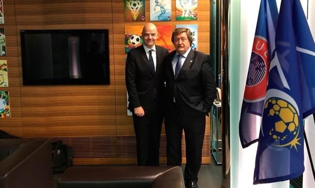 Juan Luis Larrea y Gianni Infantino, presidente de la RFEF y FIFA | RFEF ep juan luis larreagianni infantino presidentela rfeffifa