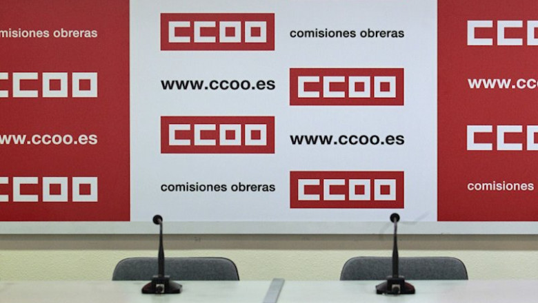 ep sede de ccoo sala de rueda de prensa de comisiones obreras logo de ccoo