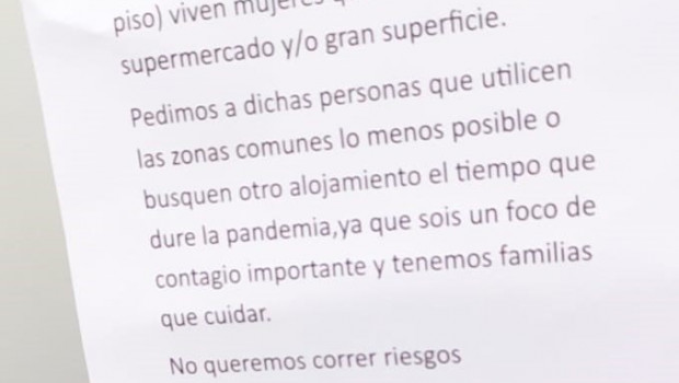 ep carta anonima instando a trabajadores de supermercados a no residir en sus viviendas